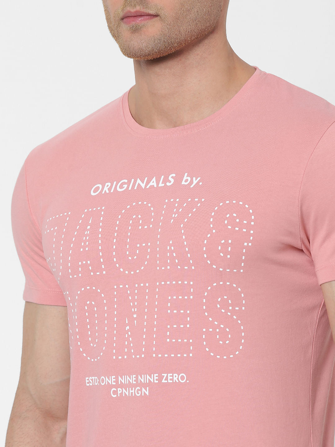 Pink Logo Print Crew Neck T-shirt