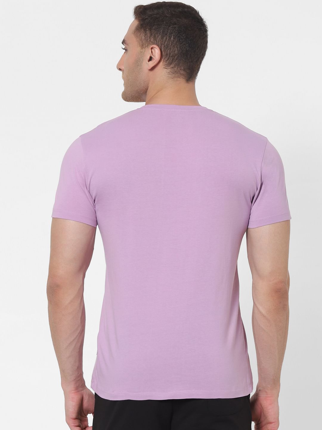 Purple Logo Print Crew Neck T-shirt