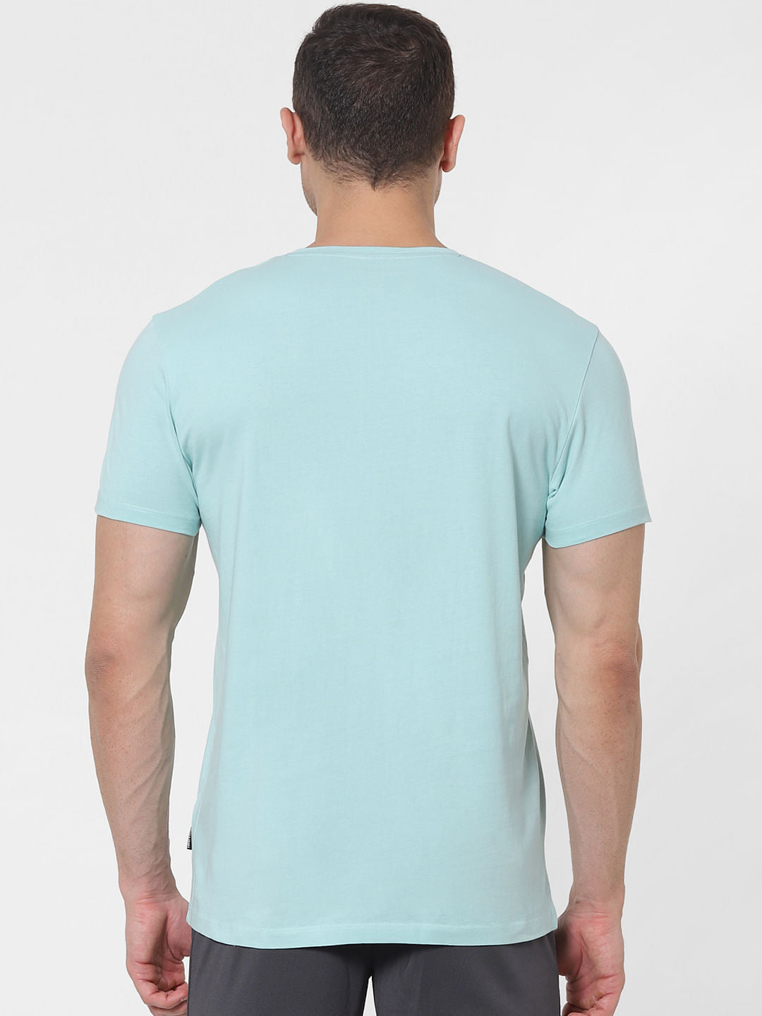 Blue Logo Print Crew Neck T-shirt