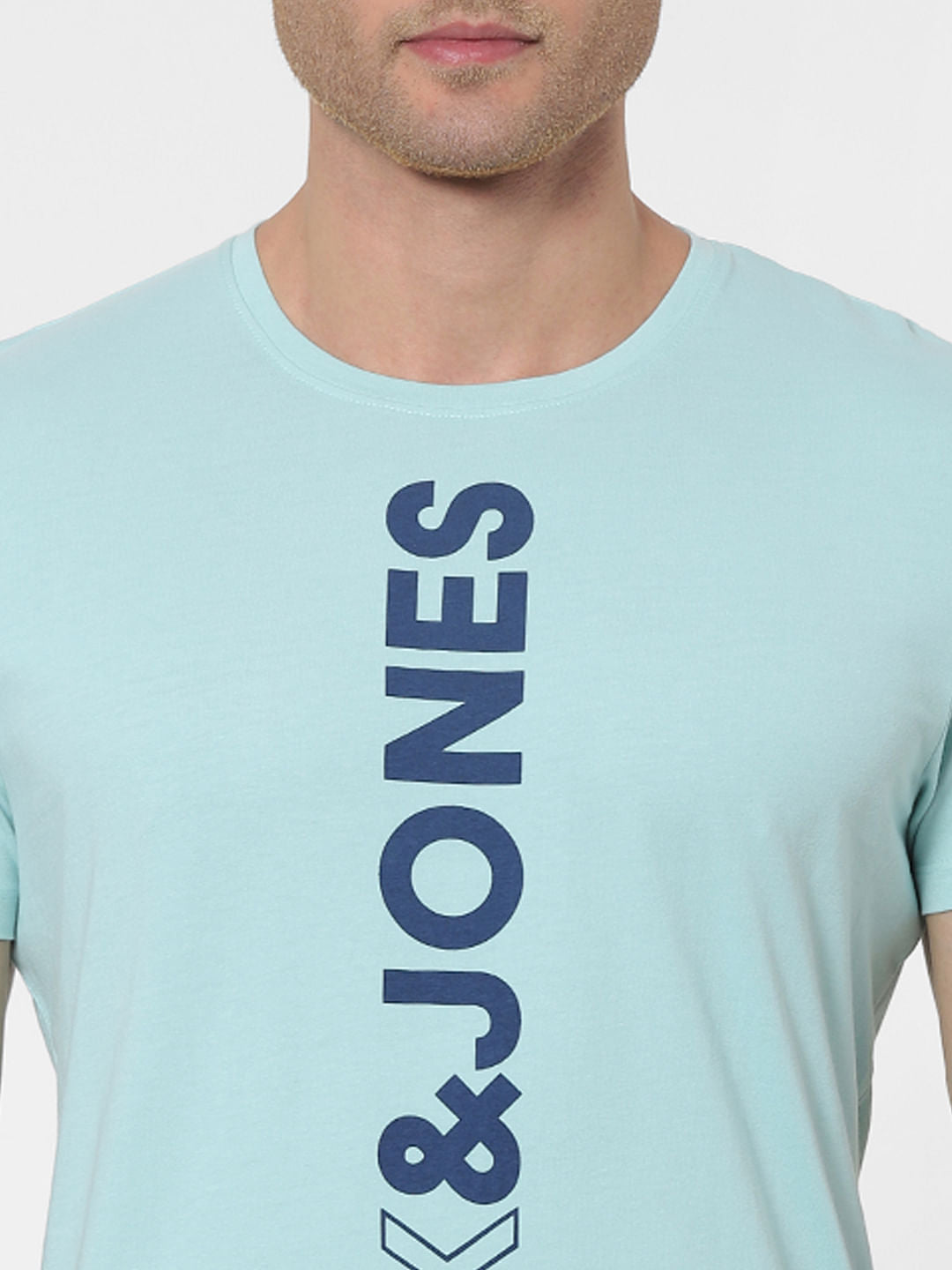 Blue Logo Print Crew Neck T-shirt