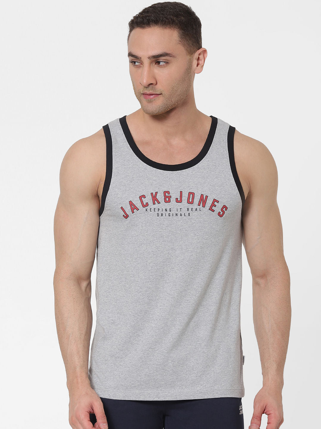Grey Logo Print Vest