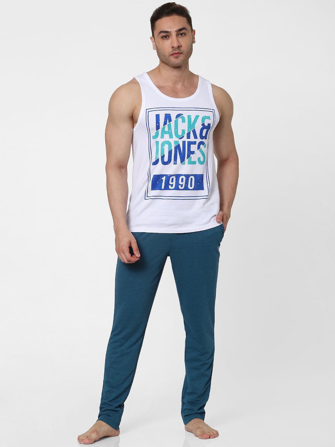 Blue Mid Rise Trackpants