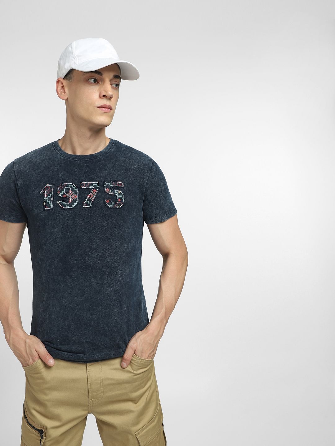 Blue Washed Crew Neck T-shirt - S
