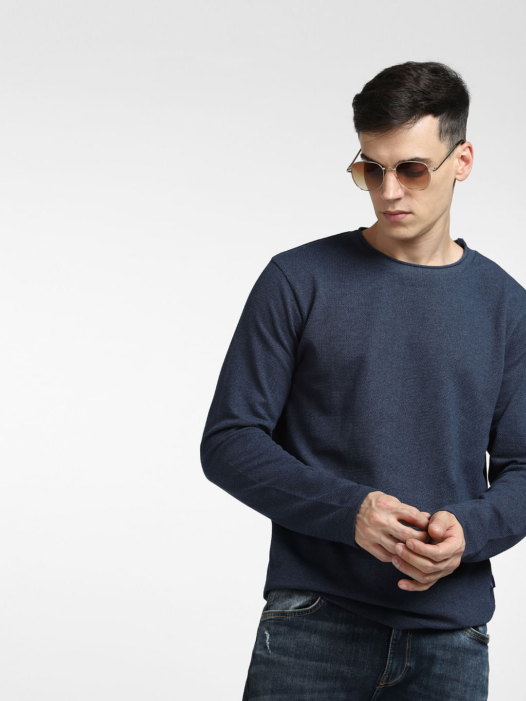 Dark Blue Crew Neck T-shirt - S