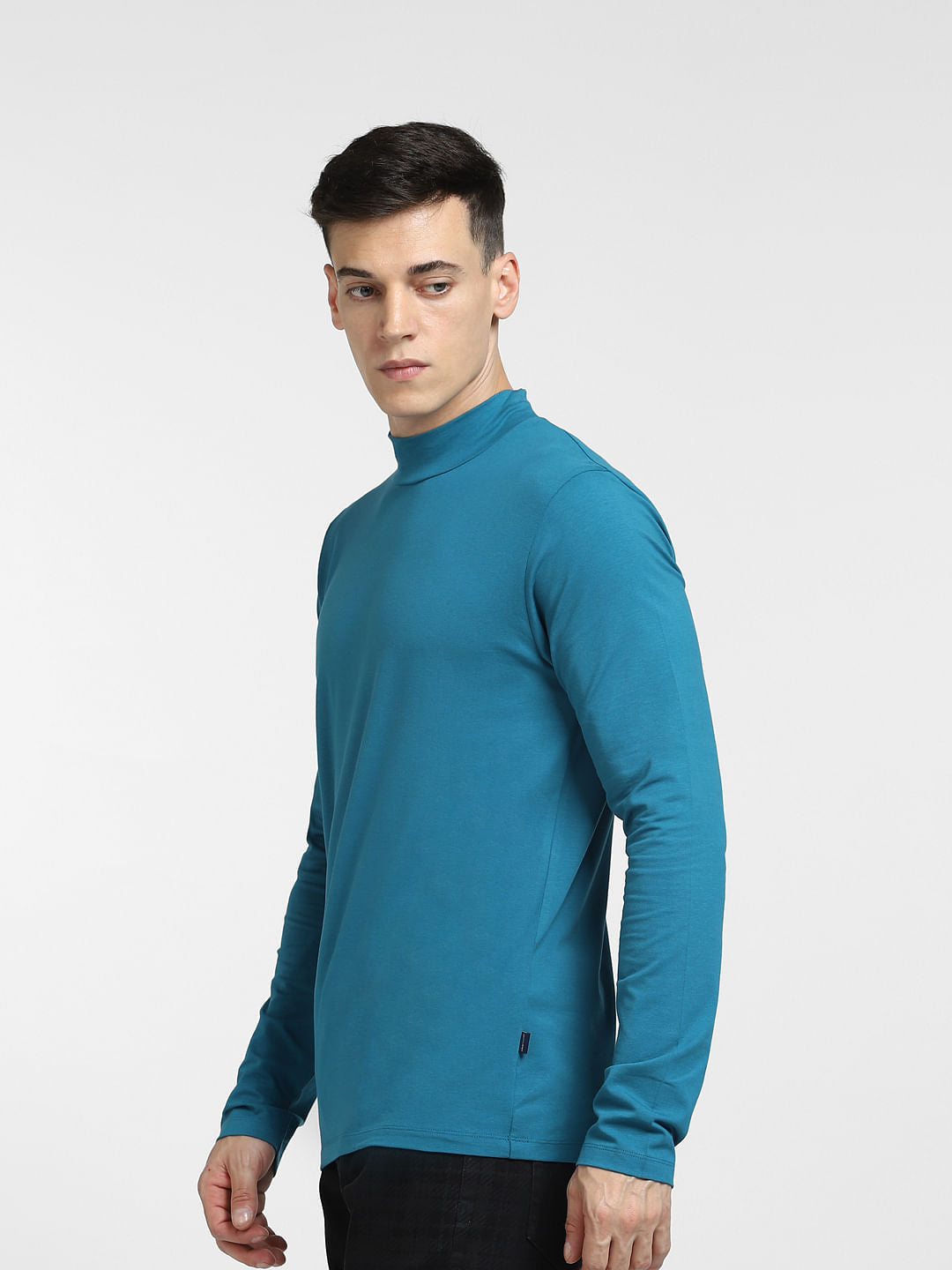 Blue High Neck T-shirt