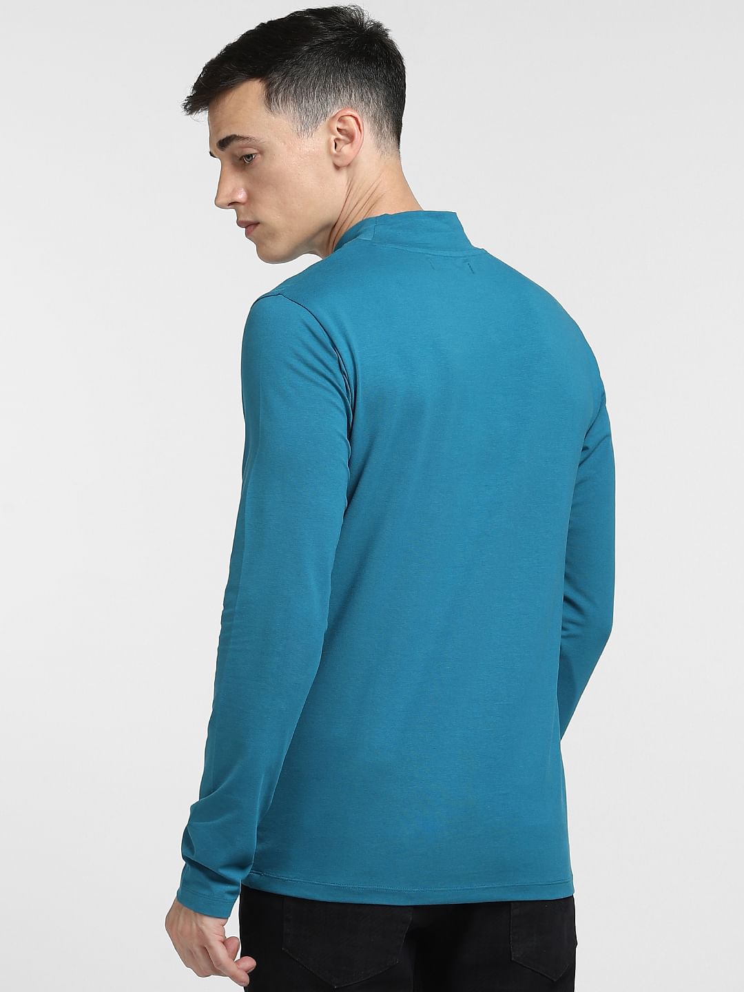 Blue High Neck T-shirt