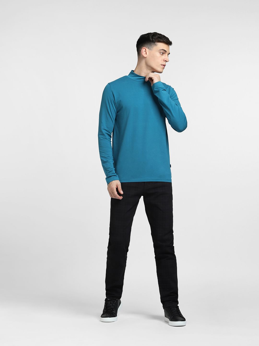 Blue High Neck T-shirt