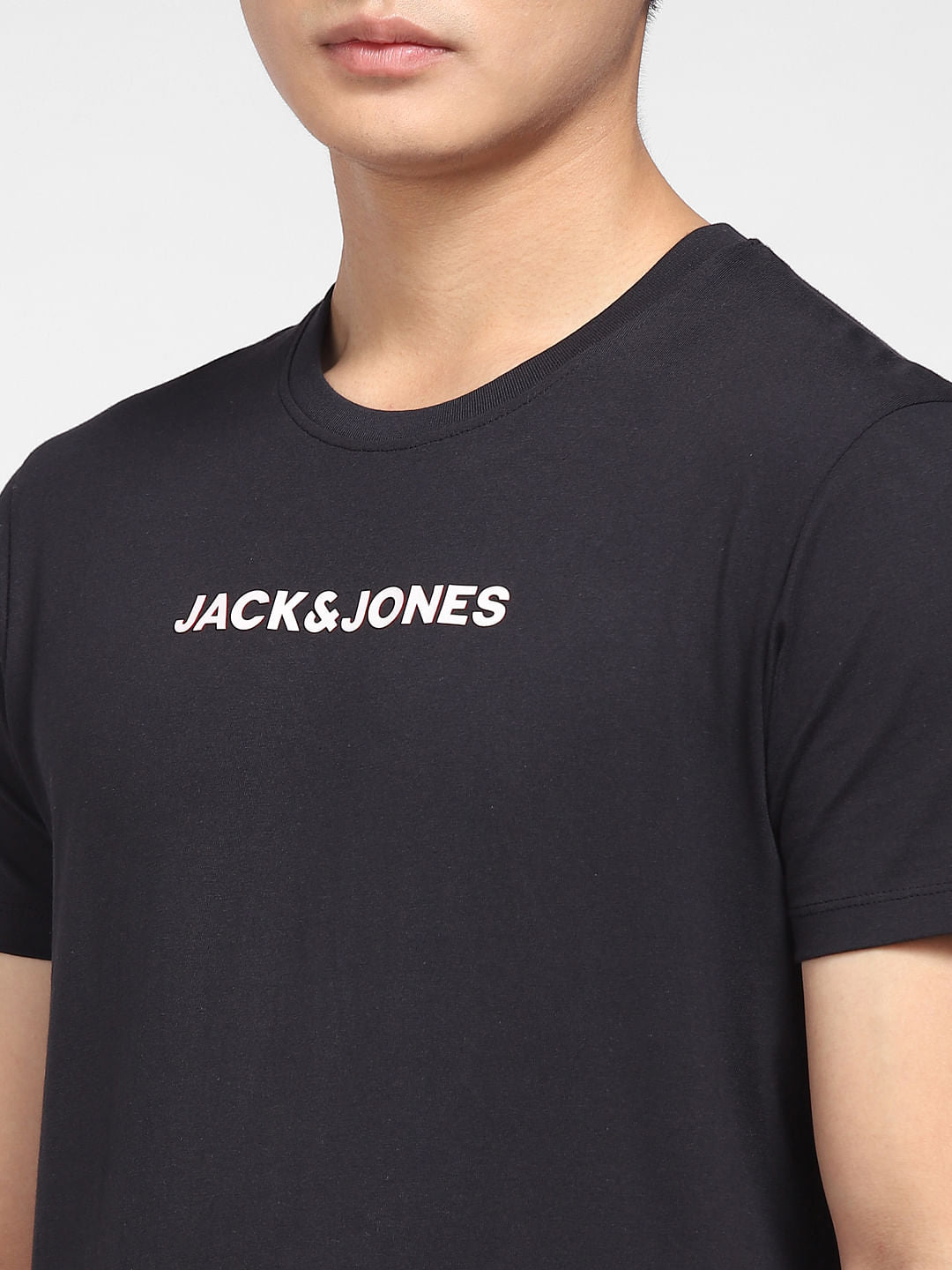 Black Logo Print Crew Neck T-shirt