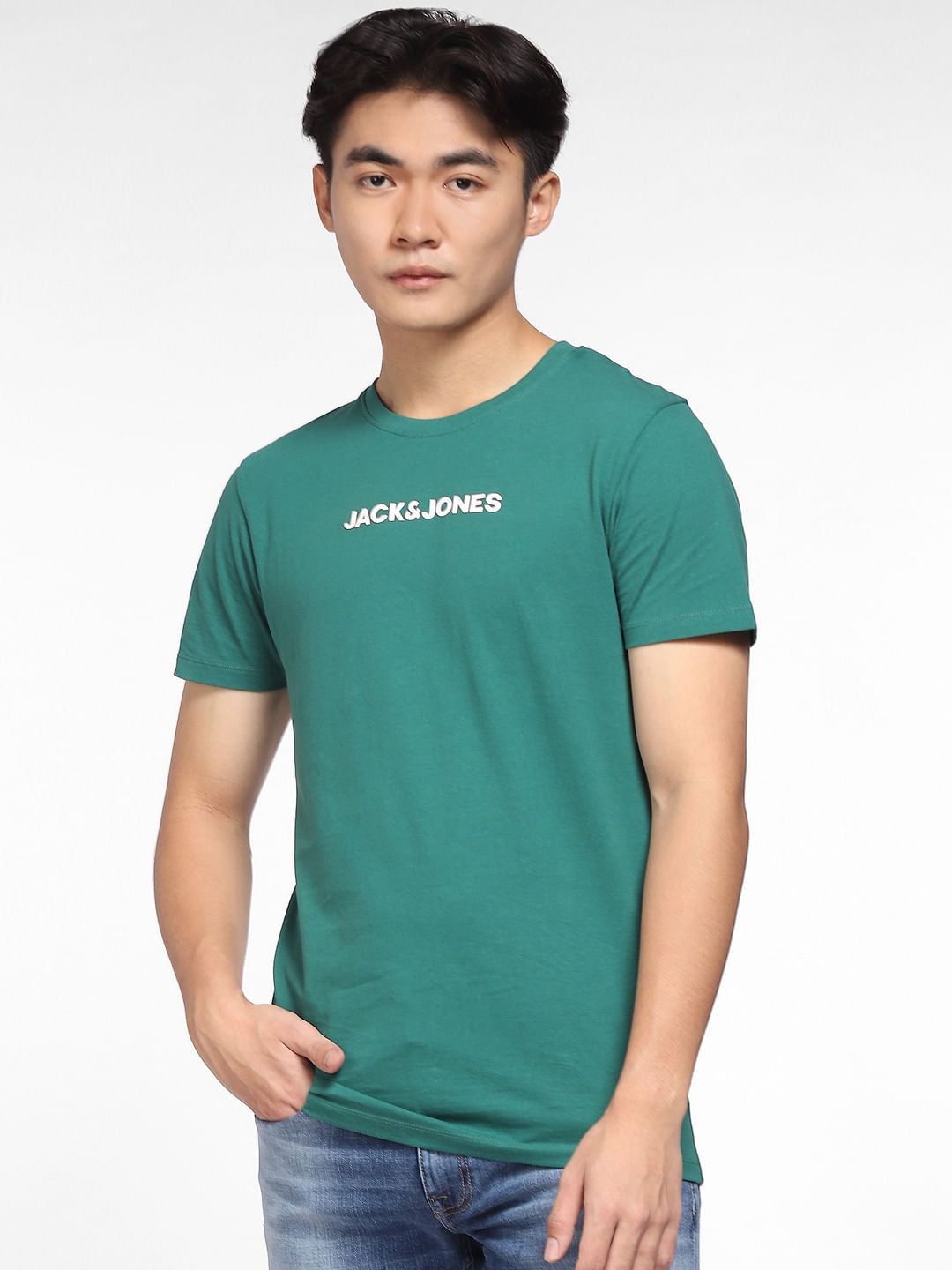 Green Logo Print Crew Neck T-shirt