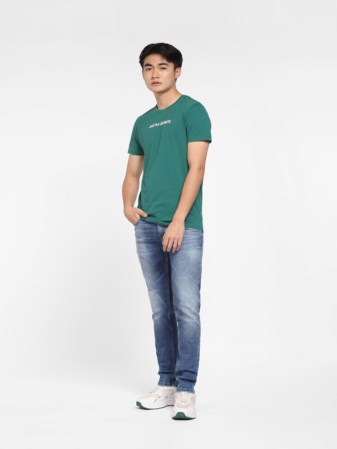 Green Logo Print Crew Neck T-shirt