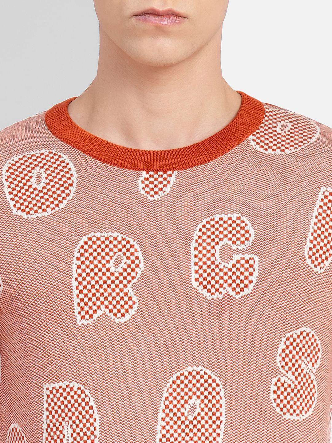 Orange Printed Pullover