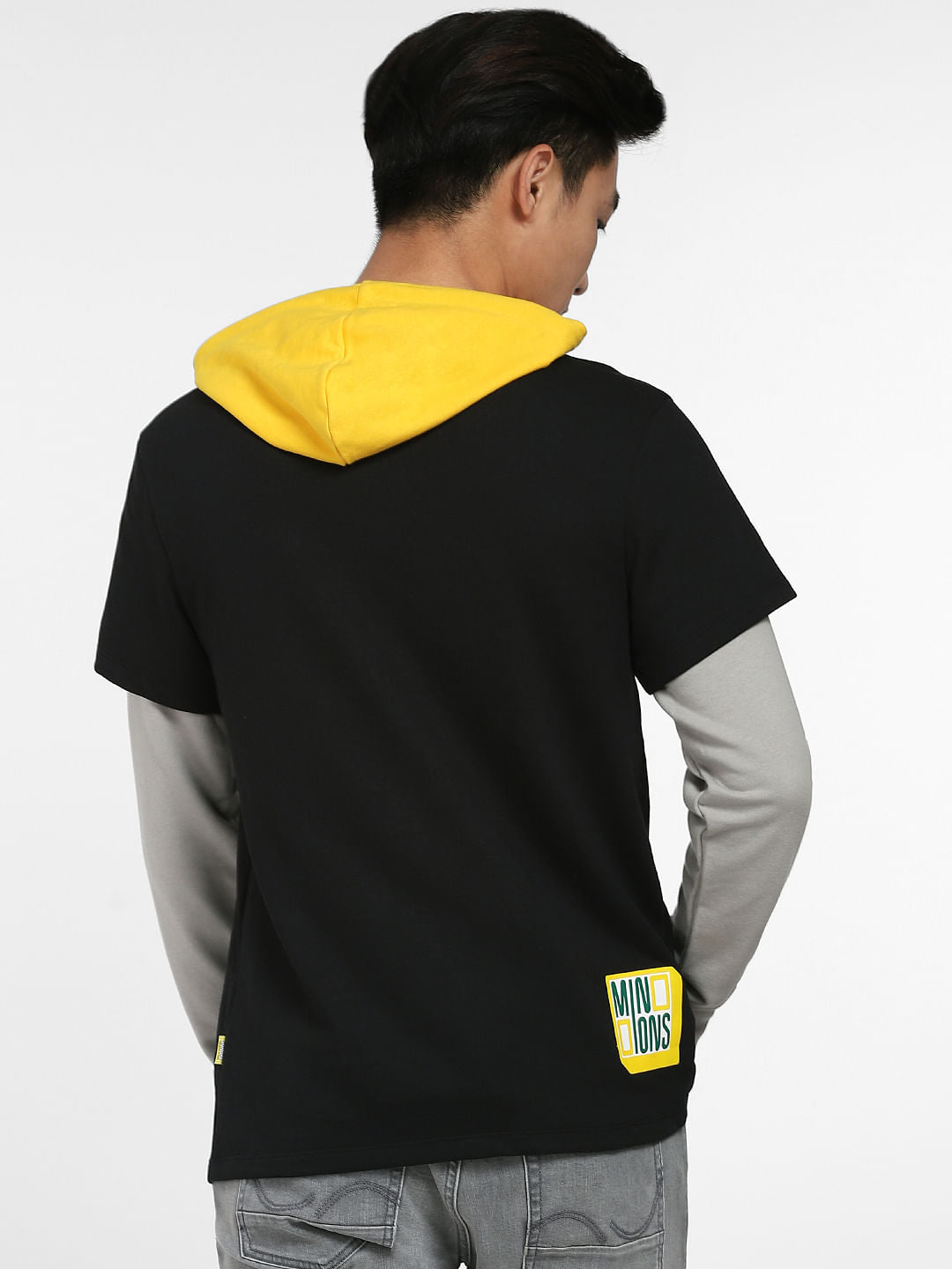 Minion Black Printed Hooded Sweatshirt