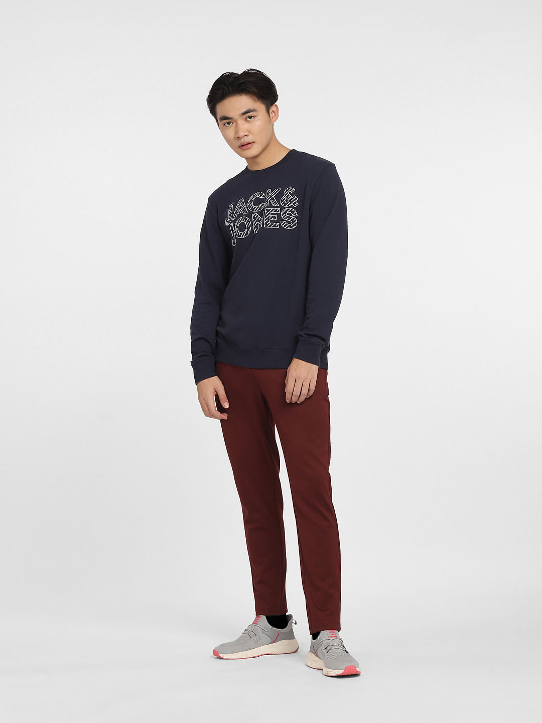 Navy Blue Logo Print Sweatshirt