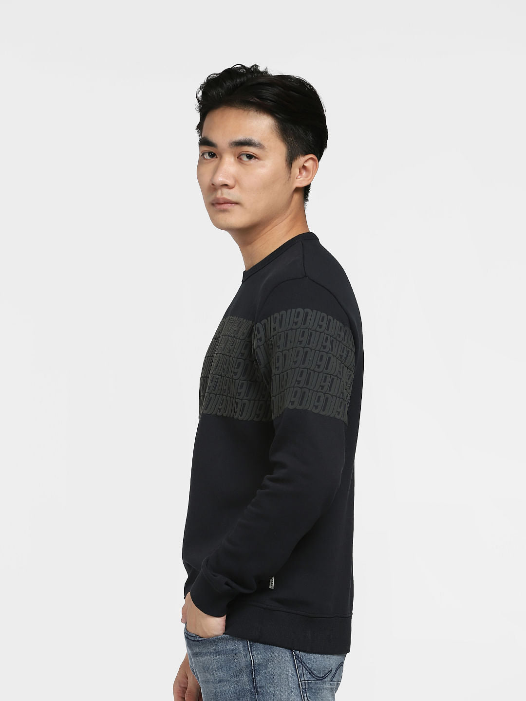 Black Typographic Print Sweatshirt