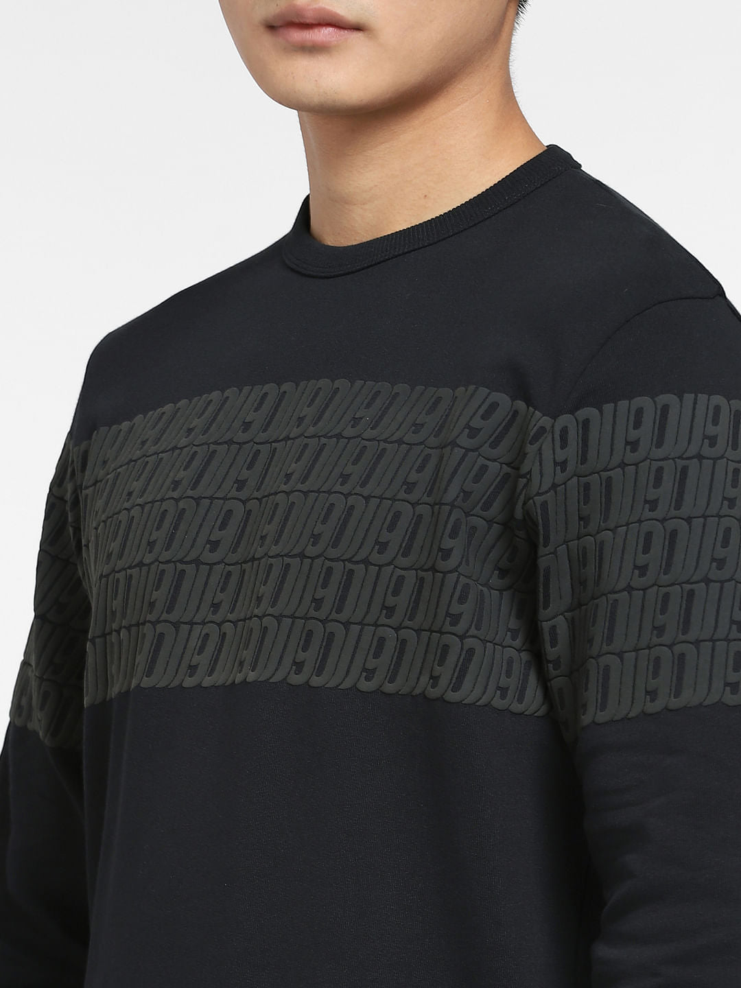 Black Typographic Print Sweatshirt