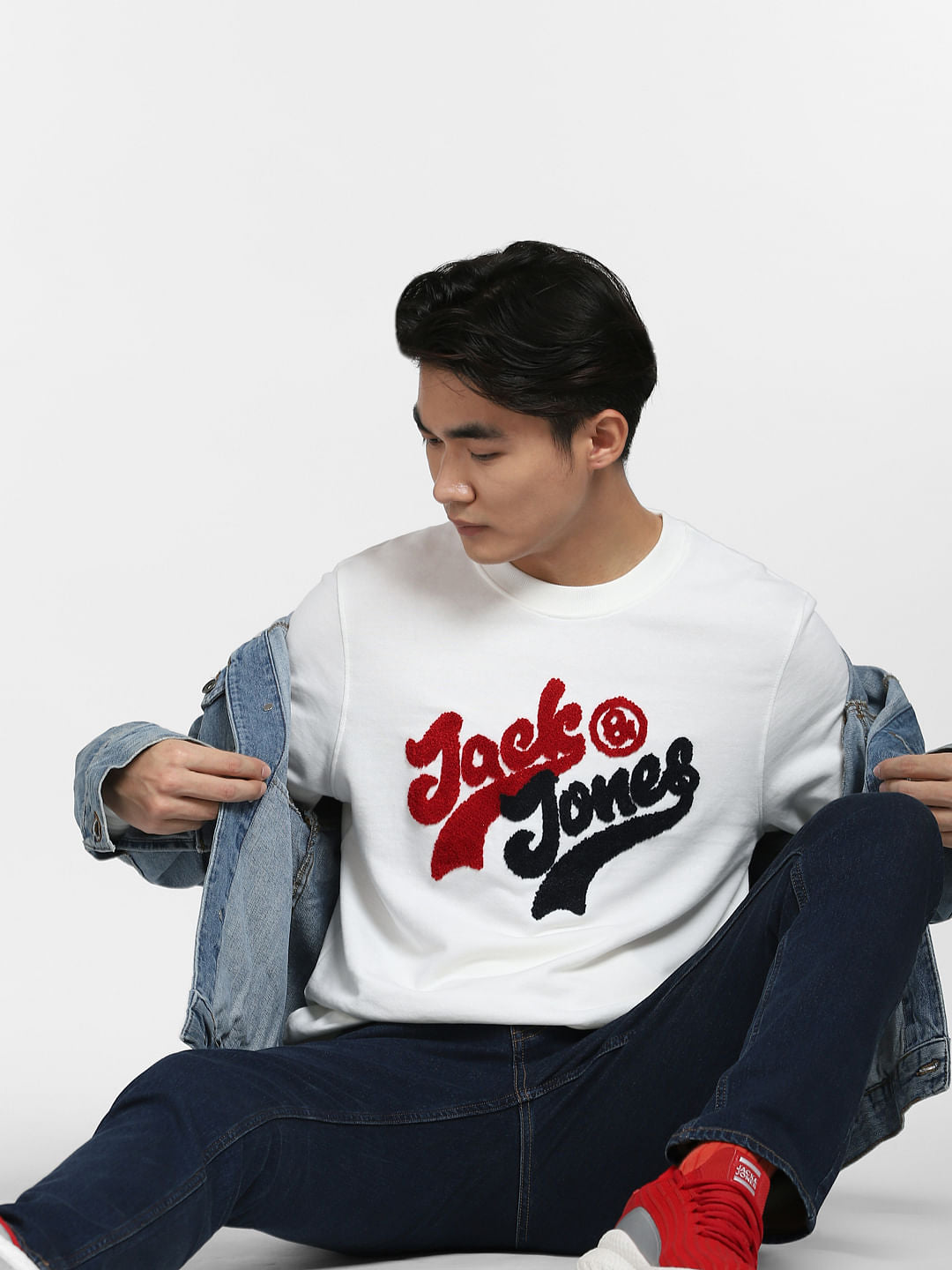 White Logo Print Sweatshirt - S