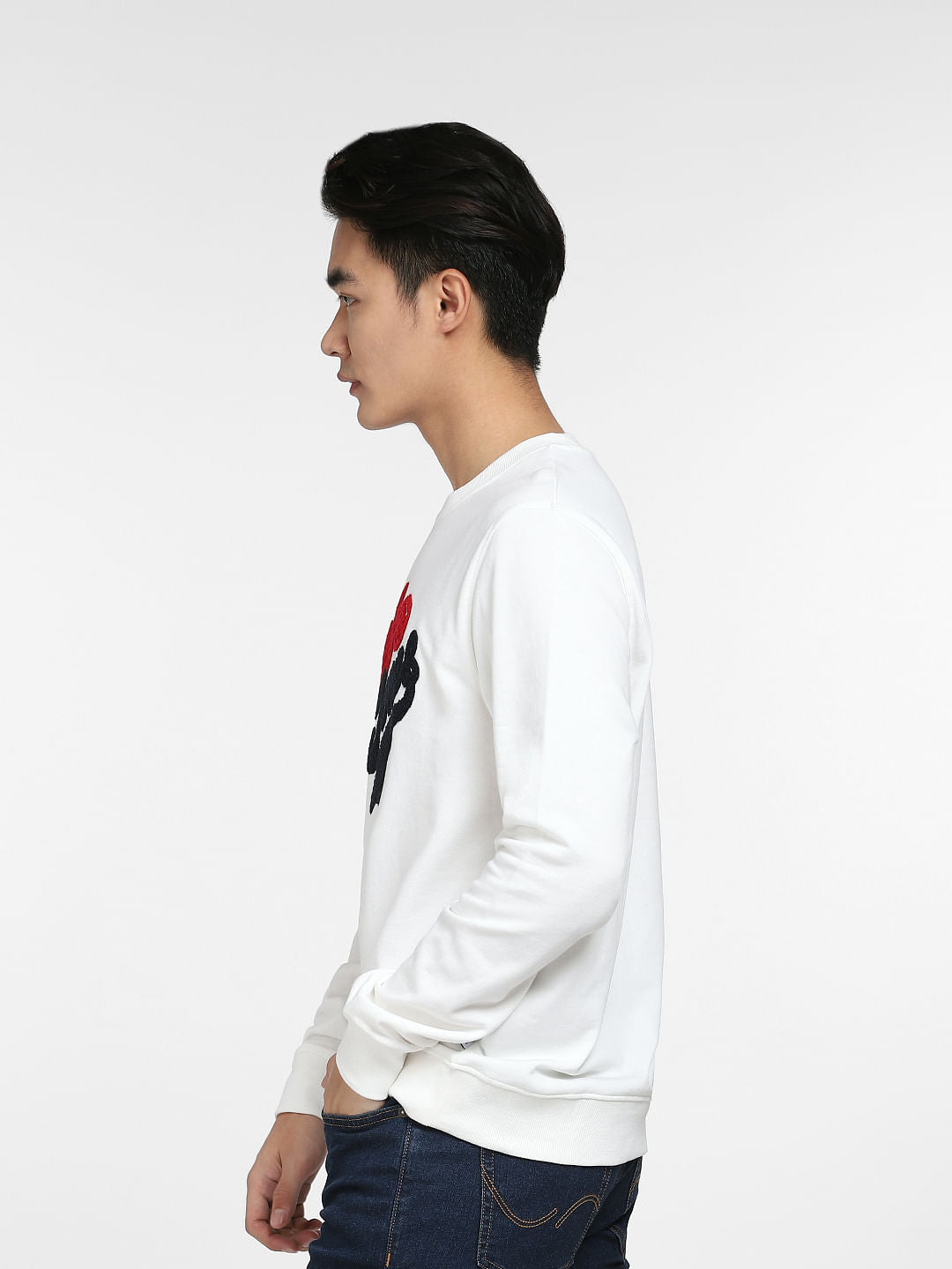 White Logo Print Sweatshirt