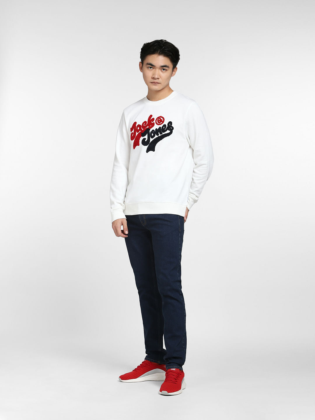 White Logo Print Sweatshirt