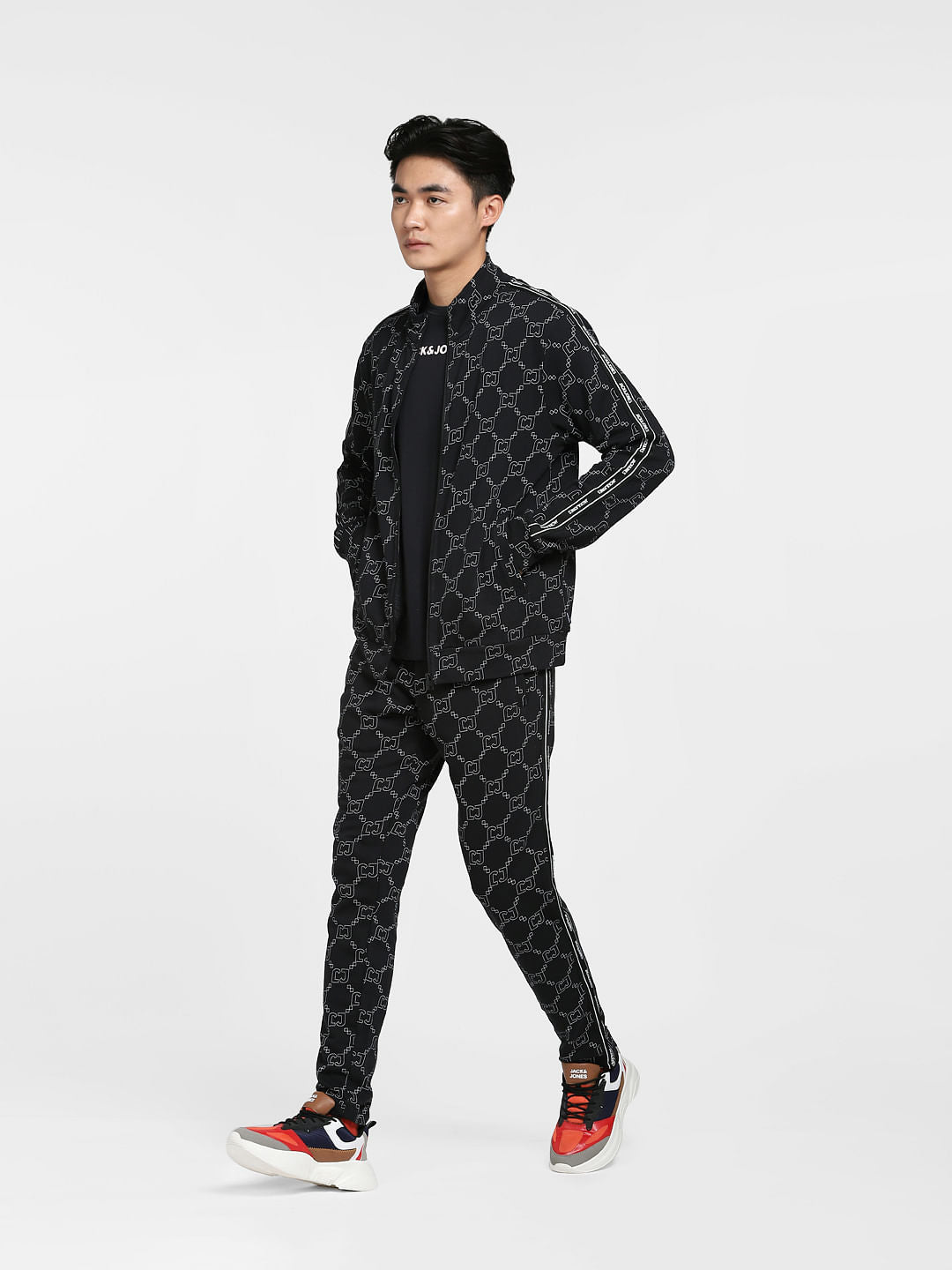 Black Printed Zip-Up Co-ord Sweatshirt