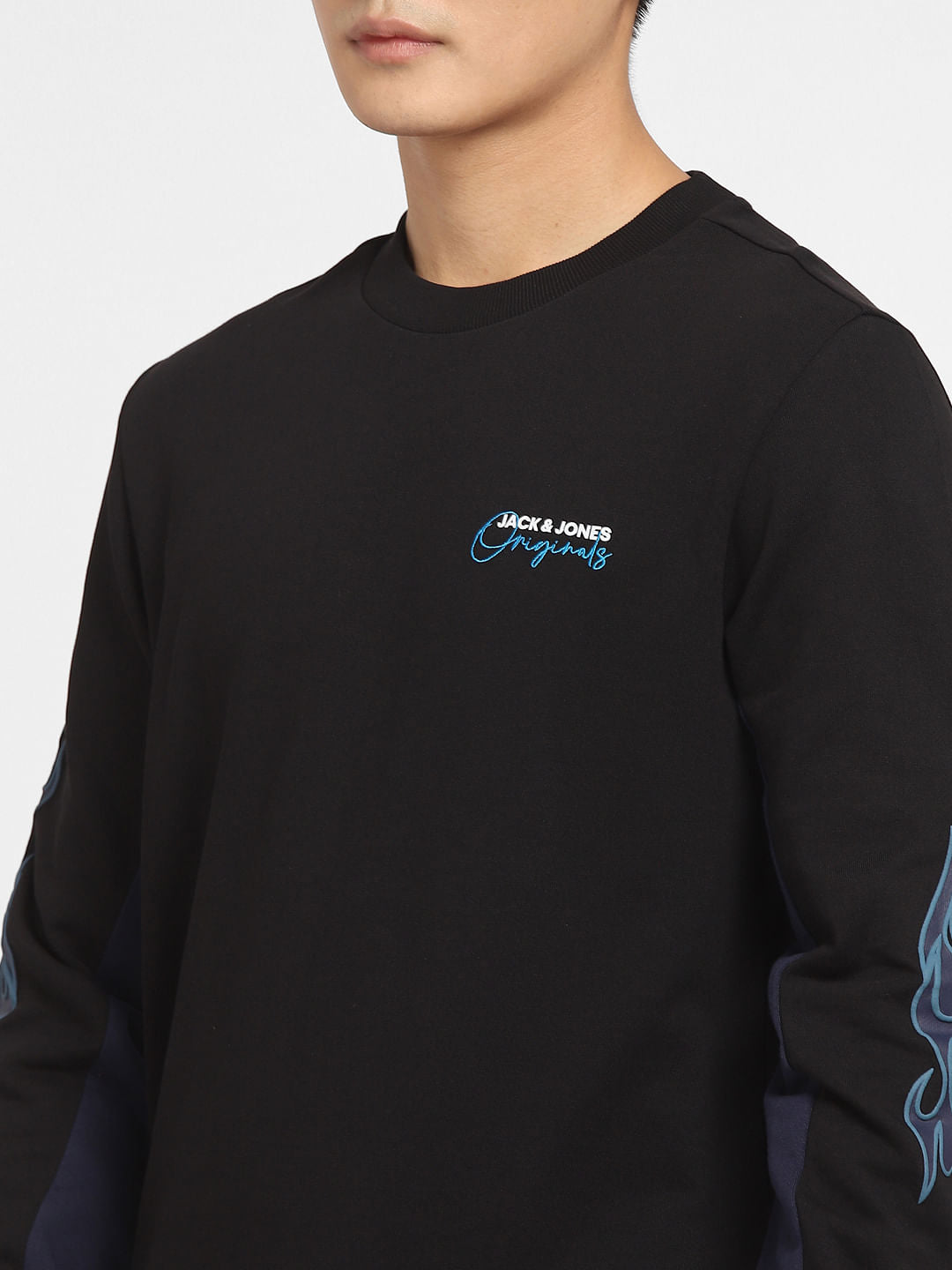 Black Flame Print Sweatshirt