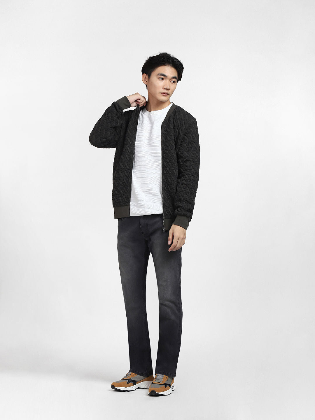 Green Textured Sweatshirt Jacket