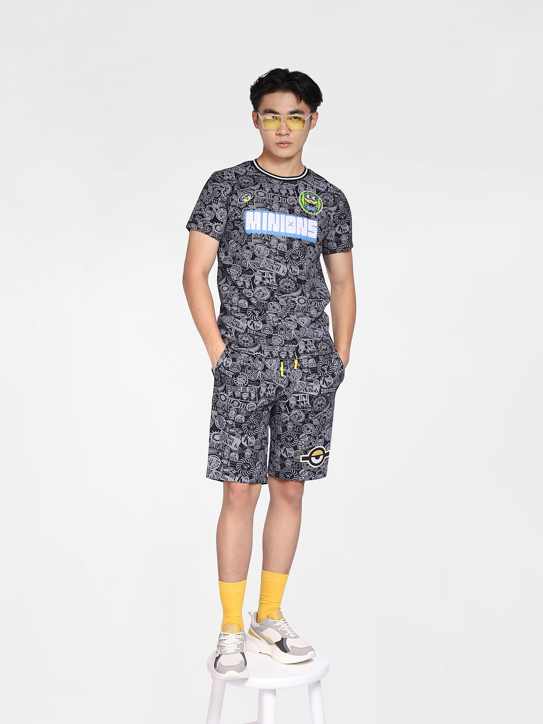 Minion Black Printed Co-ord Shorts - S