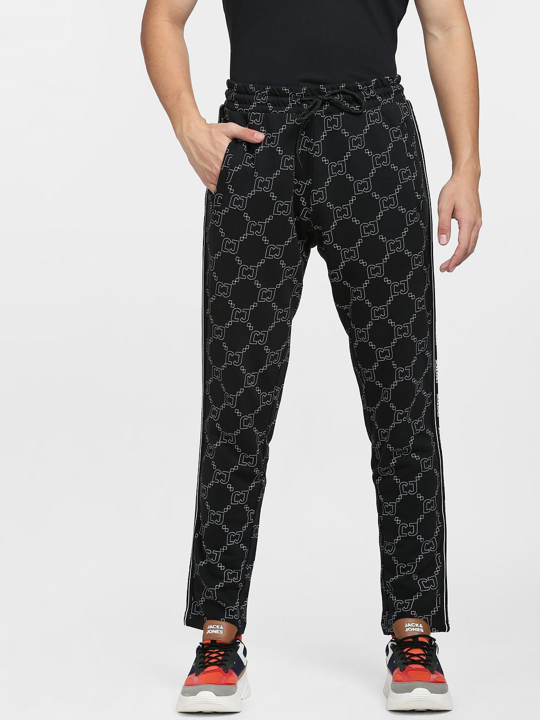 Black Mid Rise Printed Co-ord Sweatpants