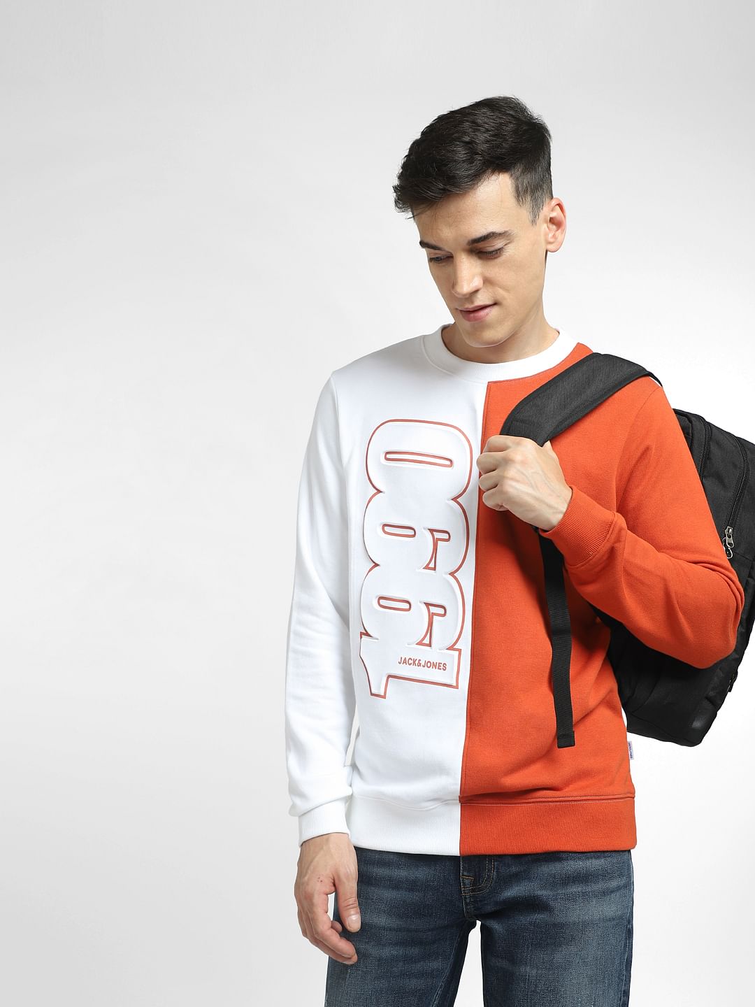 White Colourblocked Sweatshirt - S