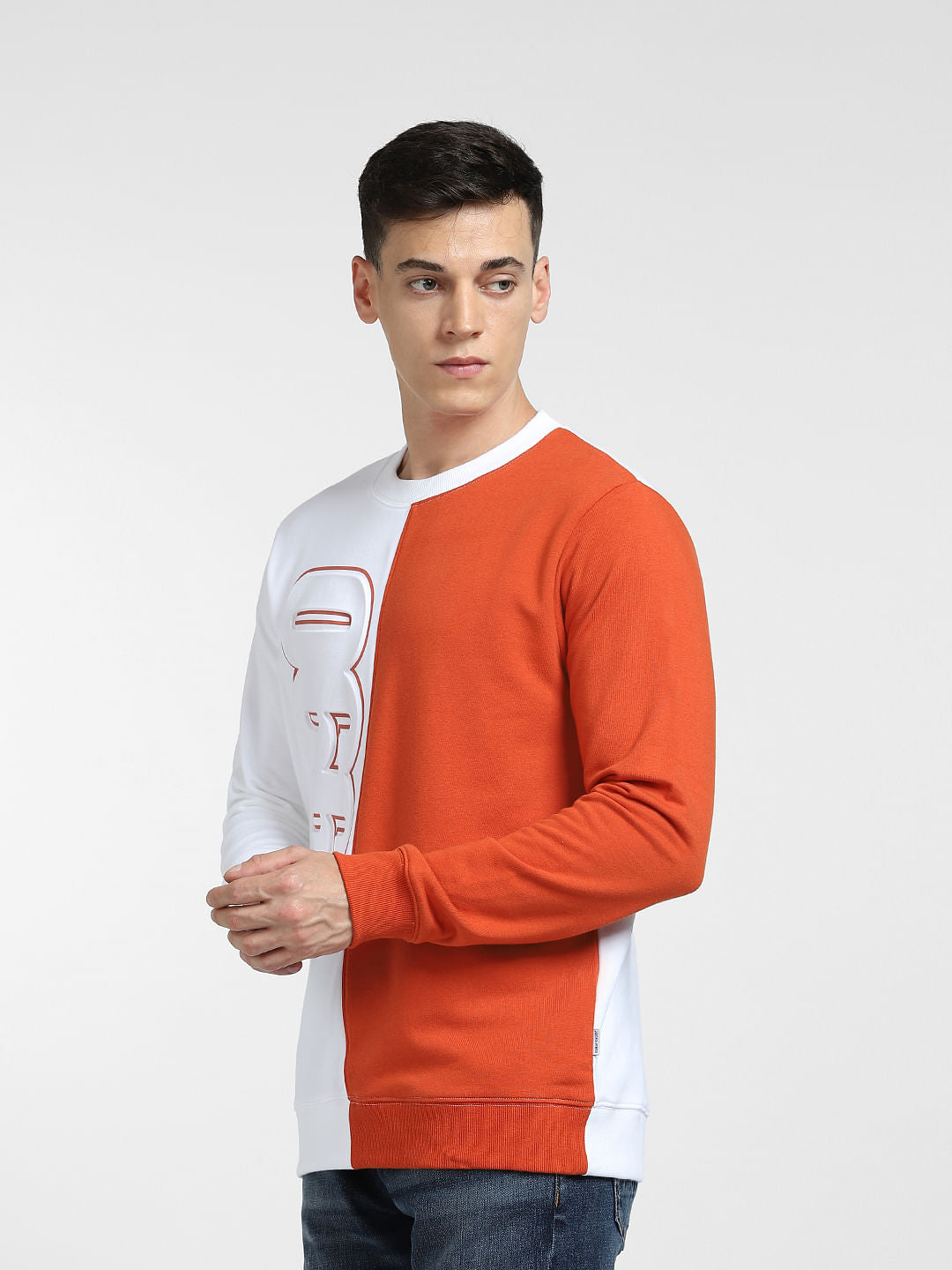 White Colourblocked Sweatshirt
