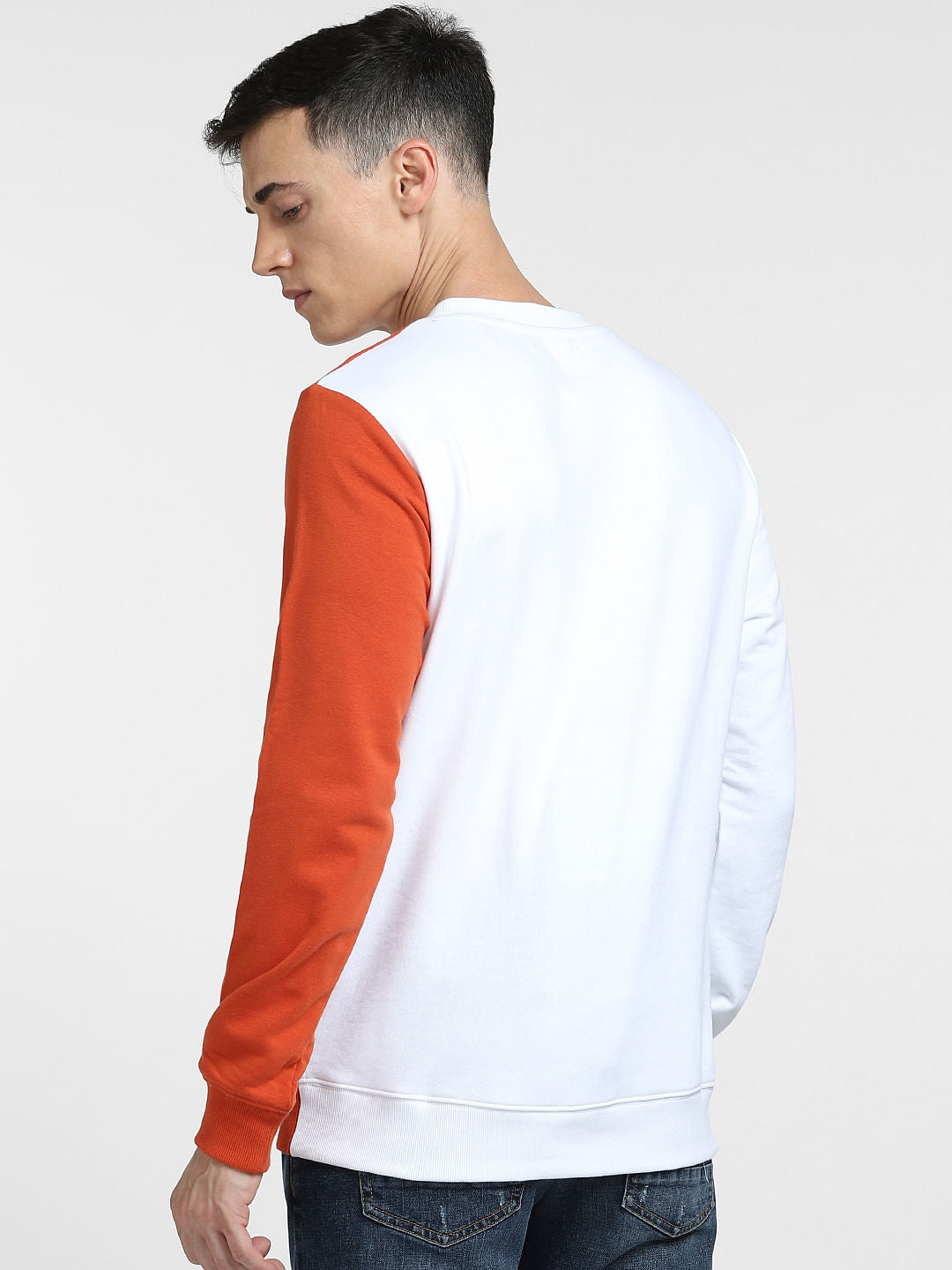 White Colourblocked Sweatshirt