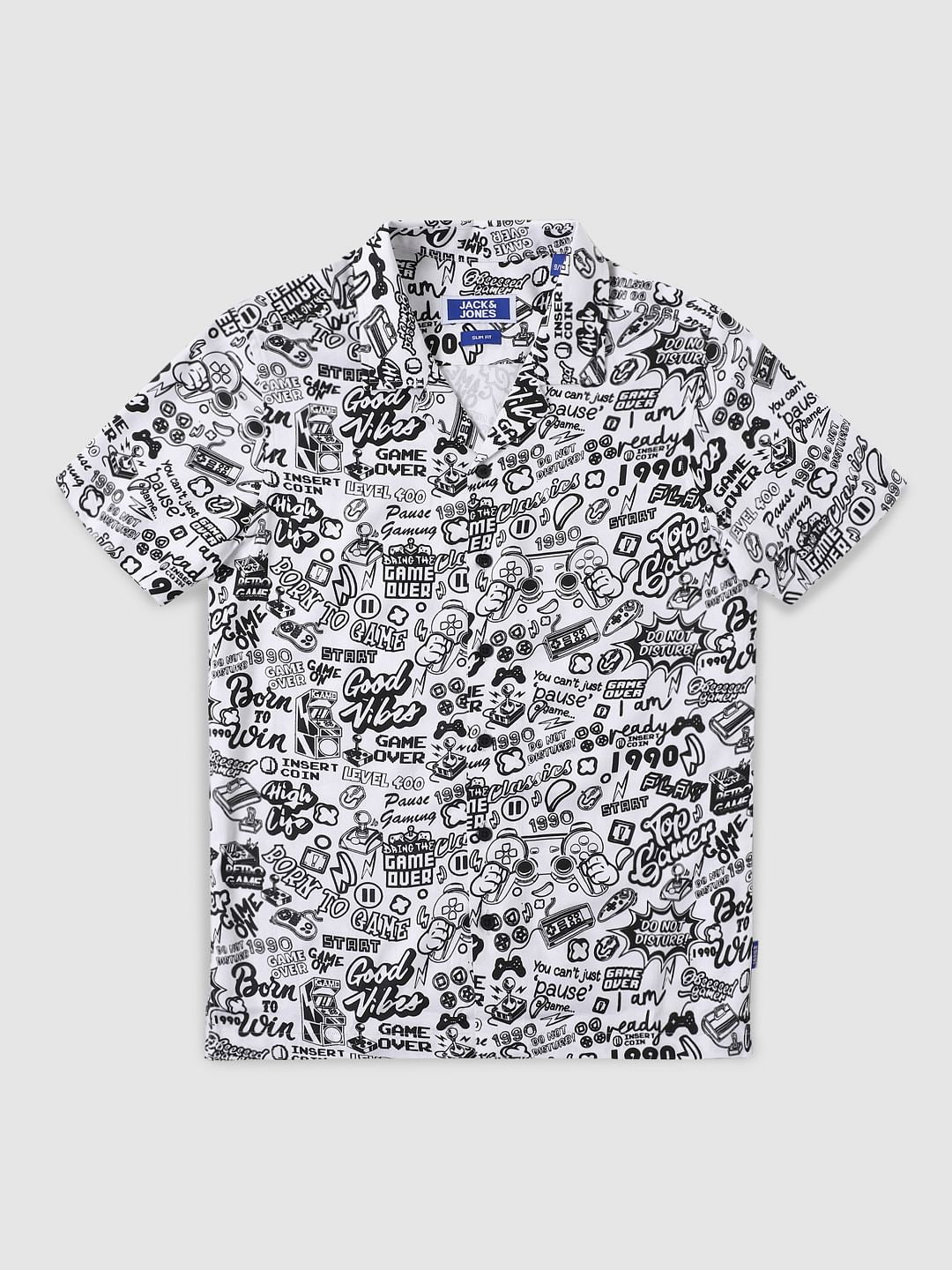 Boys White All Over Graphic Print Shirt - 4/5Y