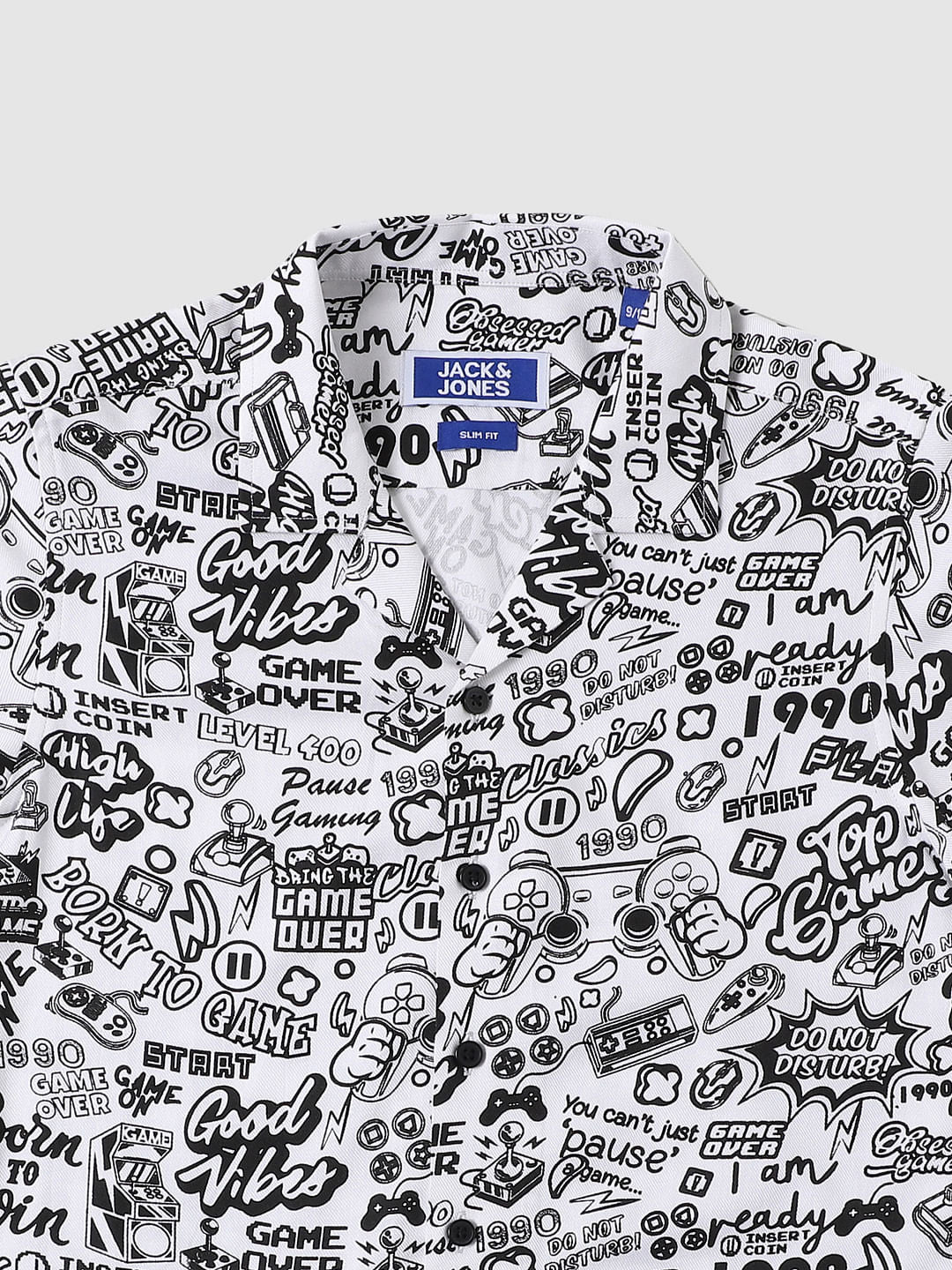 Boys White All Over Graphic Print Shirt
