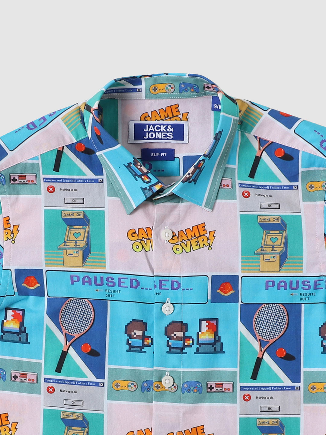 Boys Blue Gaming Print Short Sleeves Shirt