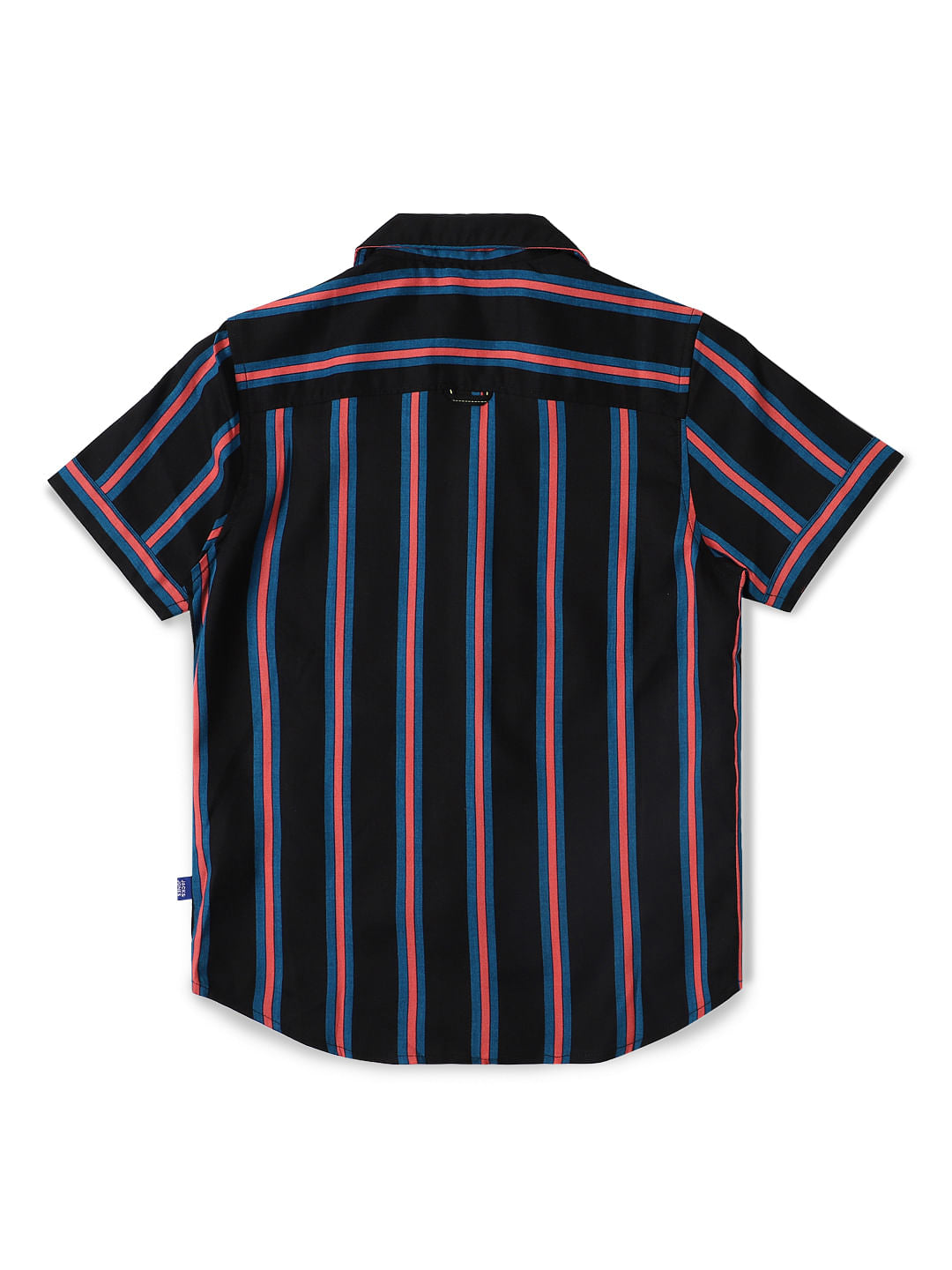 Boys Black Striped Half Sleeves Shirt