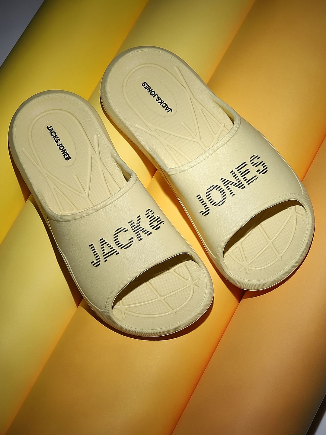 Pastel Yellow Logo Print Sliders - 6