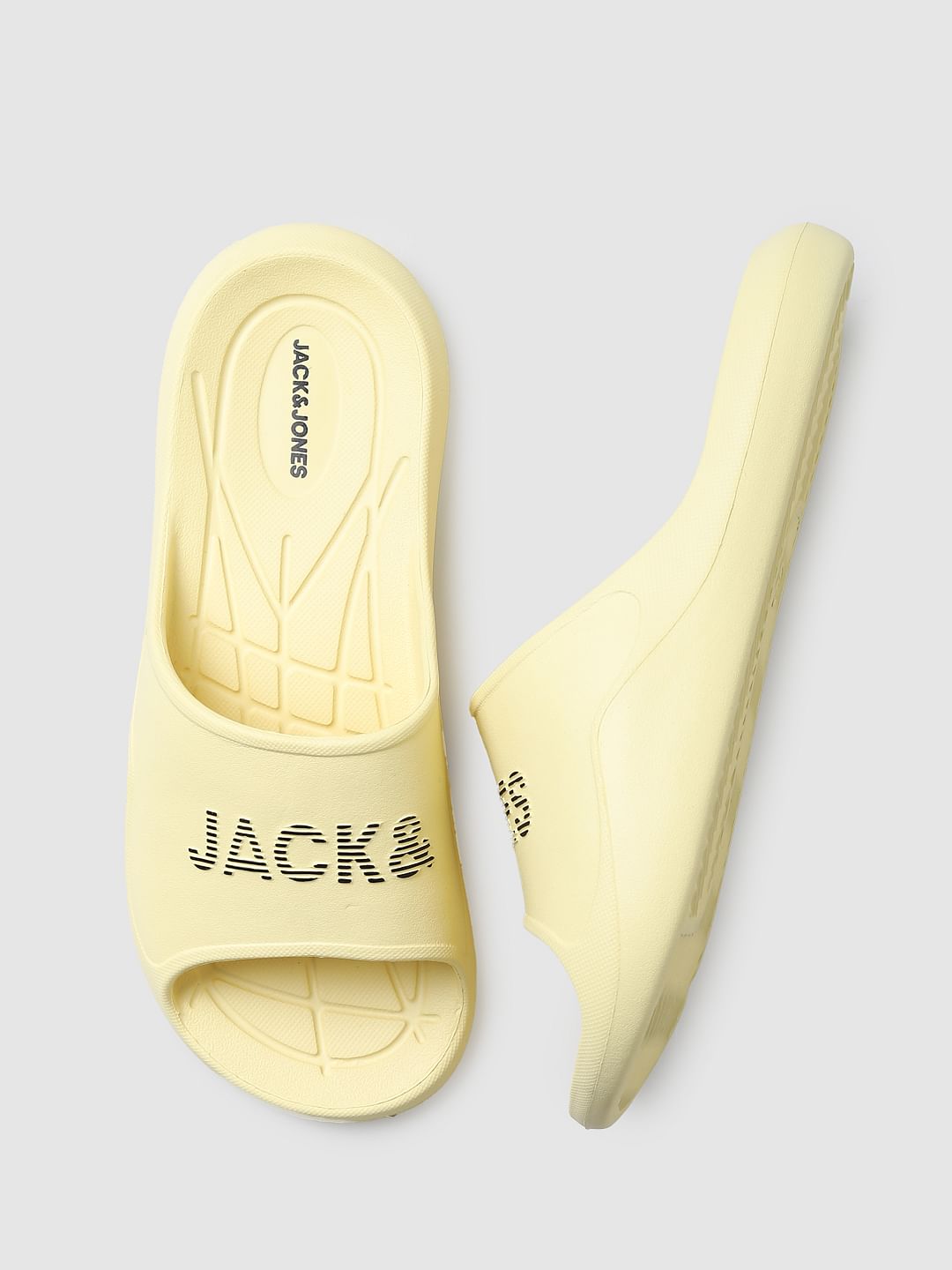 Pastel Yellow Logo Print Sliders