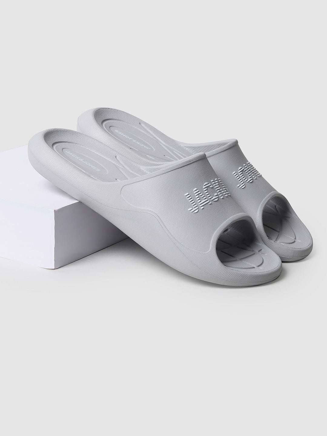 Grey Logo Print Sliders