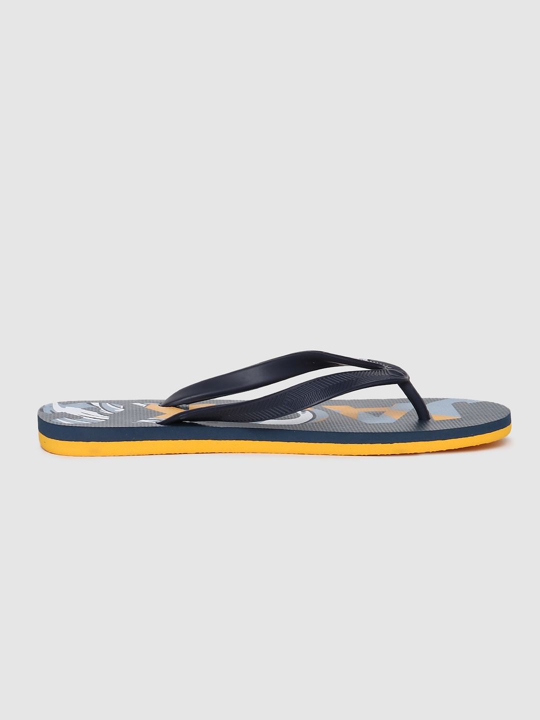 Dark Blue Logo Print Flip Flops