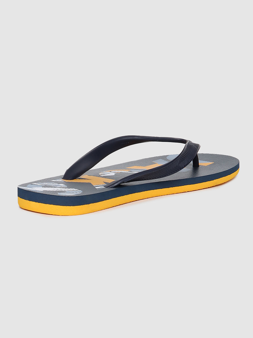 Dark Blue Logo Print Flip Flops