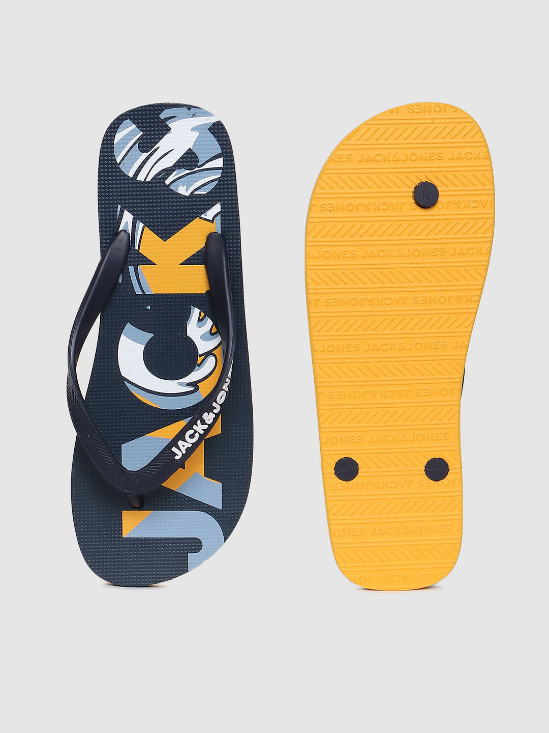 Dark Blue Logo Print Flip Flops