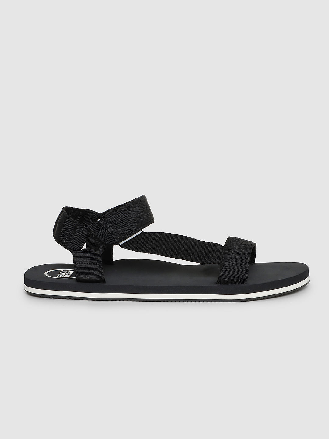 Black Logo Print Sandals - 6