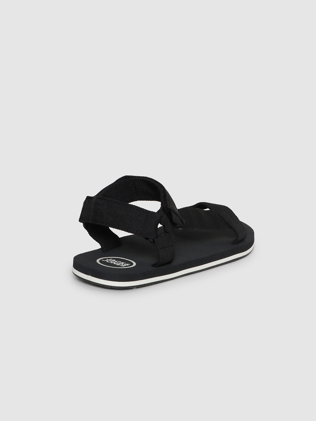 Black Logo Print Sandals
