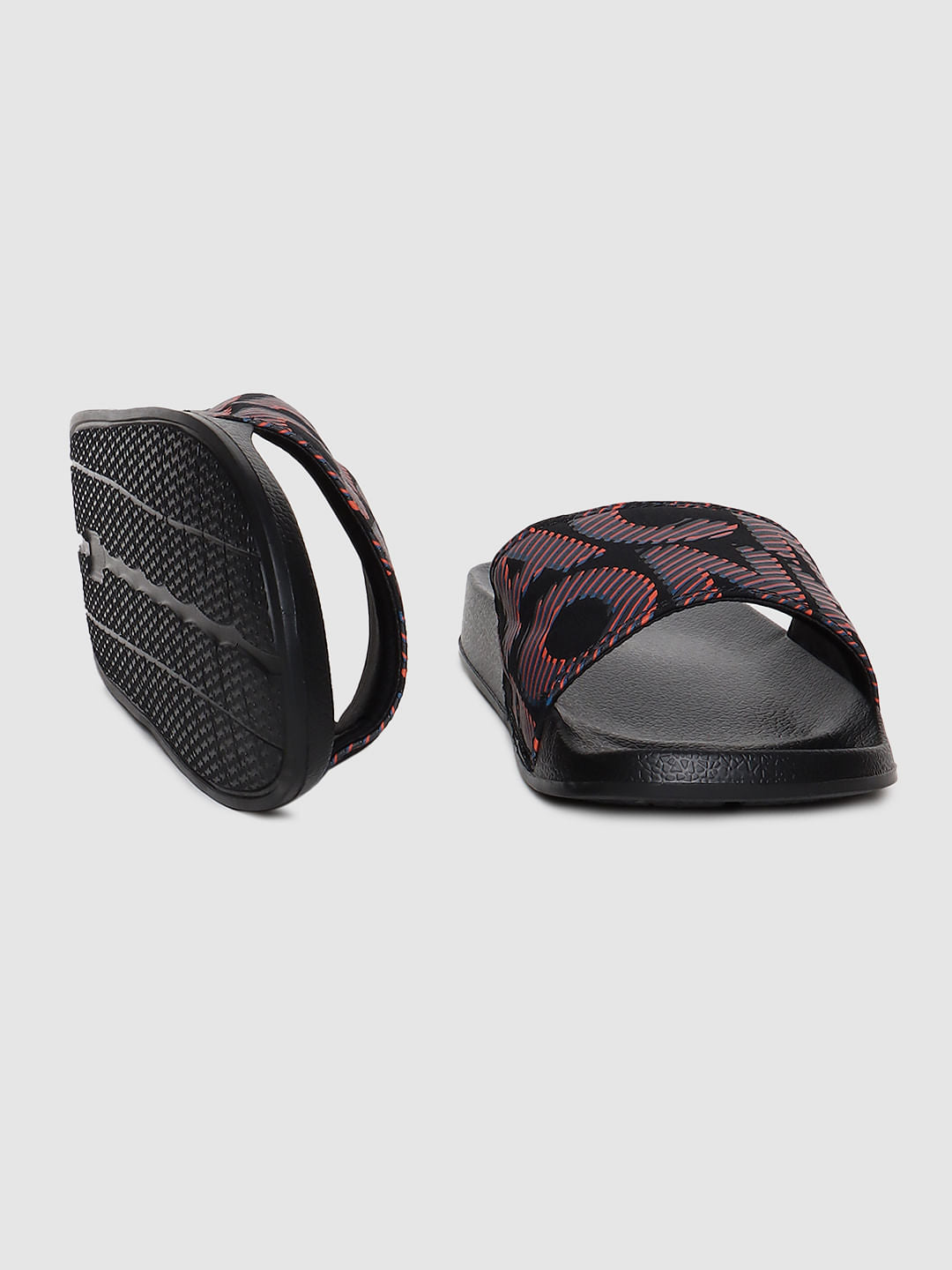 Black Logo Print Pool Sliders - 6