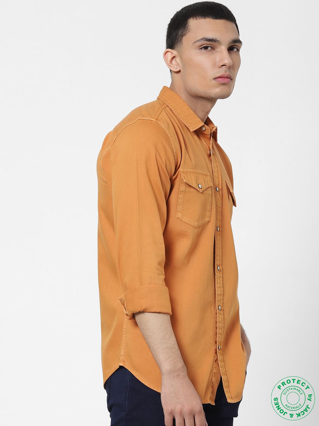 Orange Full Sleeves Shirt - S
