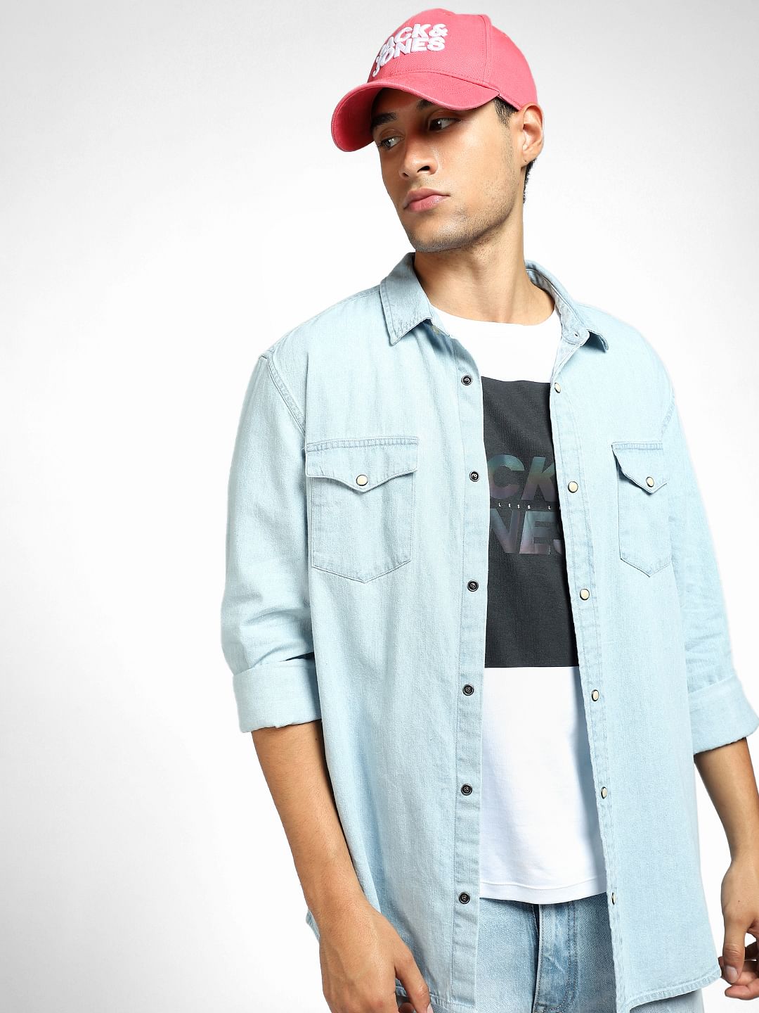 Light Blue Denim Full Sleeves Shirt - S