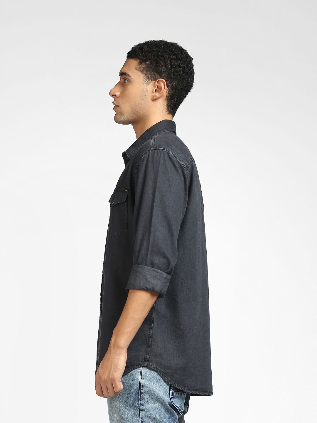 Black Denim Full Sleeves Shirt