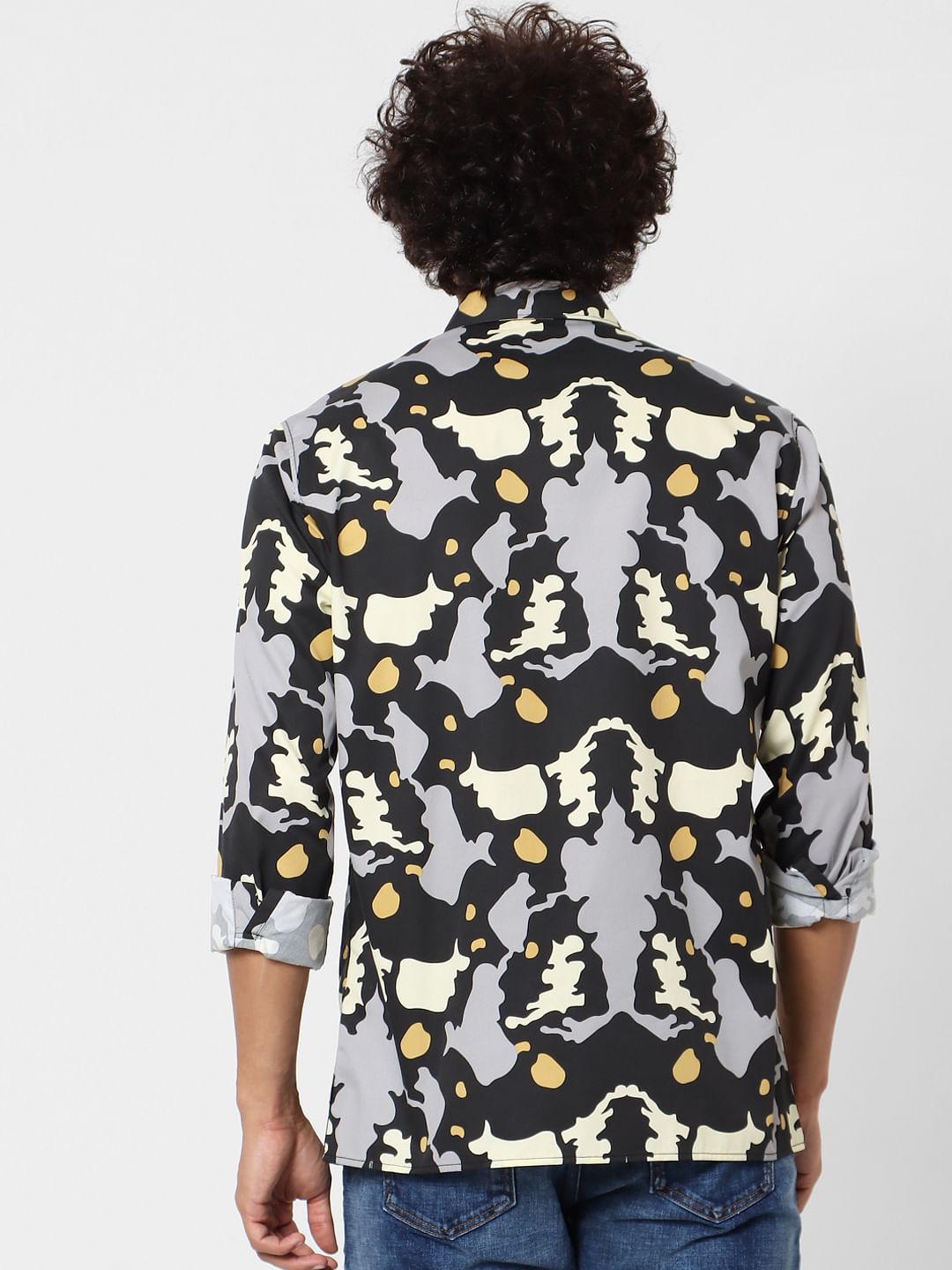 Black Abstract Print Full Sleeves Shirt