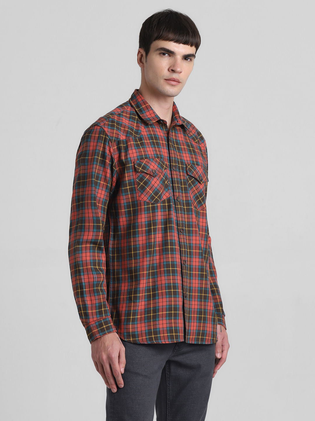Brown Check Full Sleeves Shirt