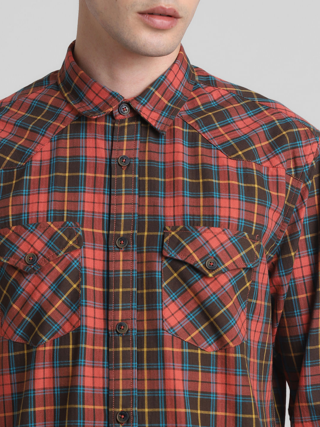 Brown Check Full Sleeves Shirt