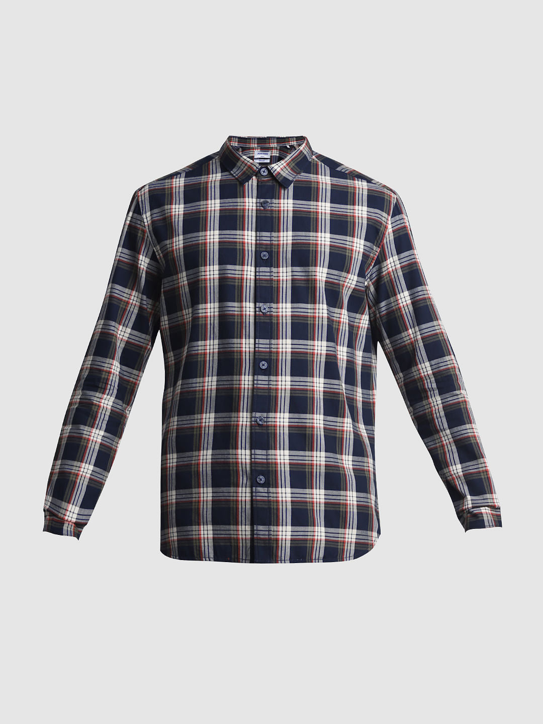 Navy Blue Check Full Sleeves Shirt